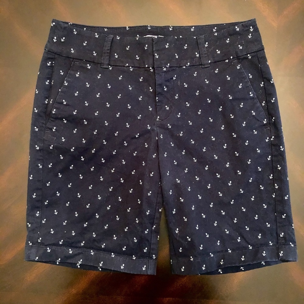 *J. CREW* Women’s Blue x White Anchor Bermuda Shorts